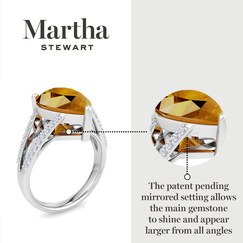 Martha Stewart 5 1/2ctw. Pear Shape Citrine & Lab Grown Diamond Ring In Sterling Silver image number null